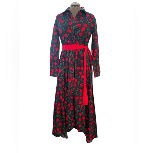 TRISH SCULLY romantic, NAVY ROSE FLORAL MAXI cotton SIZE 10 - Picture 9 of 9